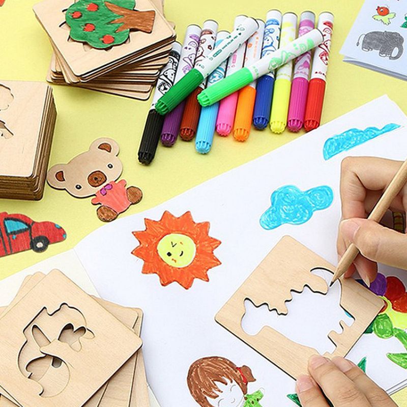 Woodworking Kits - 42pcs Wooden DIY Drawing Template Templates