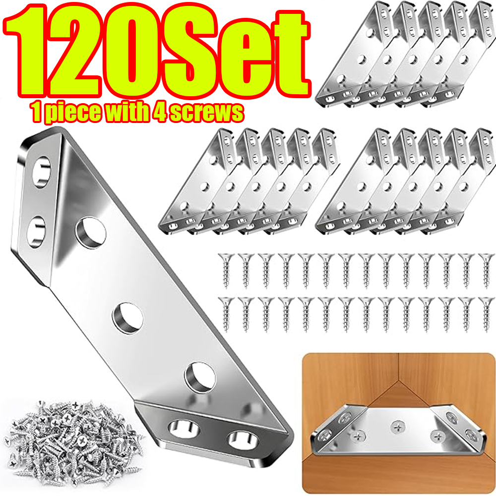 Woodworking Joint Types - 1-120Set Furniture Corner Connector Stainless Steel