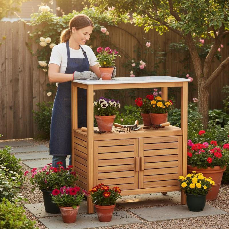 Outdoor Potting Bench Acacia W - Woodworking Bench review and price