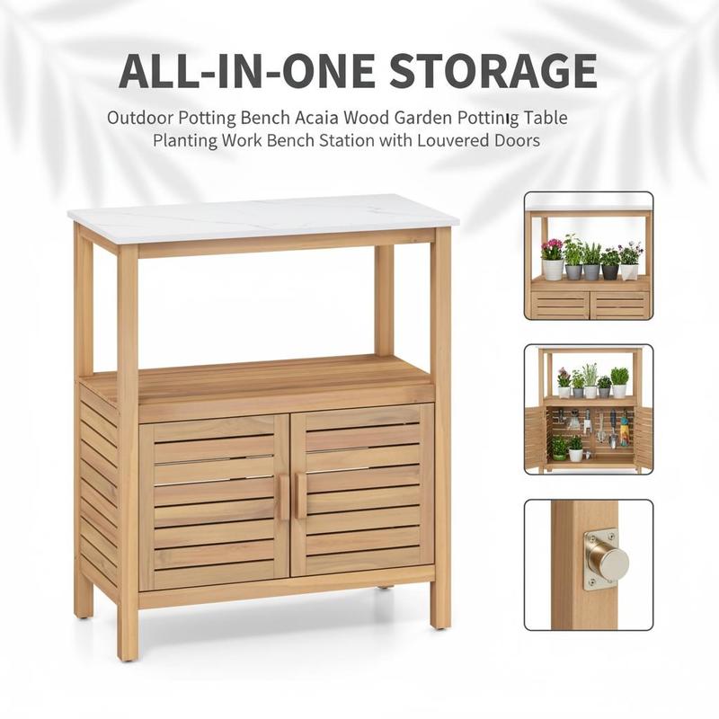 Outdoor Potting Bench Acacia W - Woodworking Bench review and price