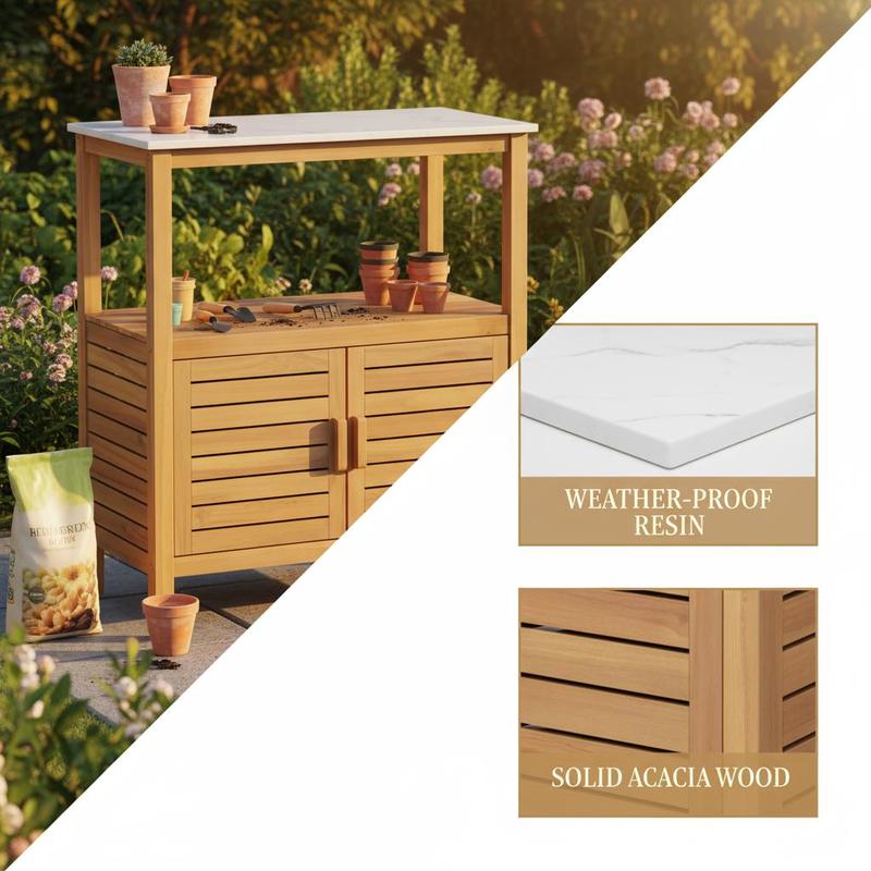 Outdoor Potting Bench Acacia W - Woodworking Bench review and price