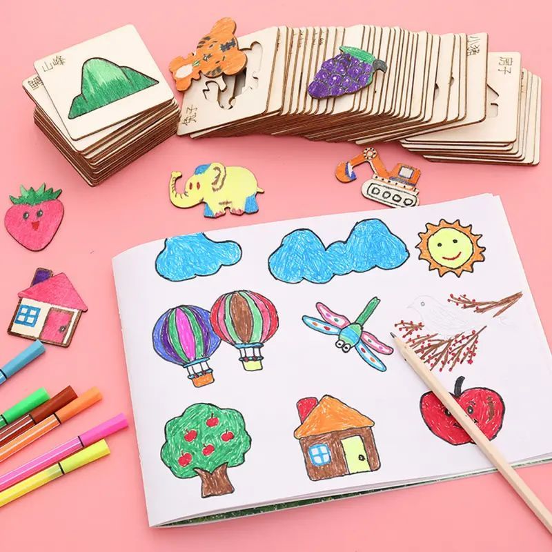 42pcs Wooden DIY Drawing Templ - Woodworking Kits review and price