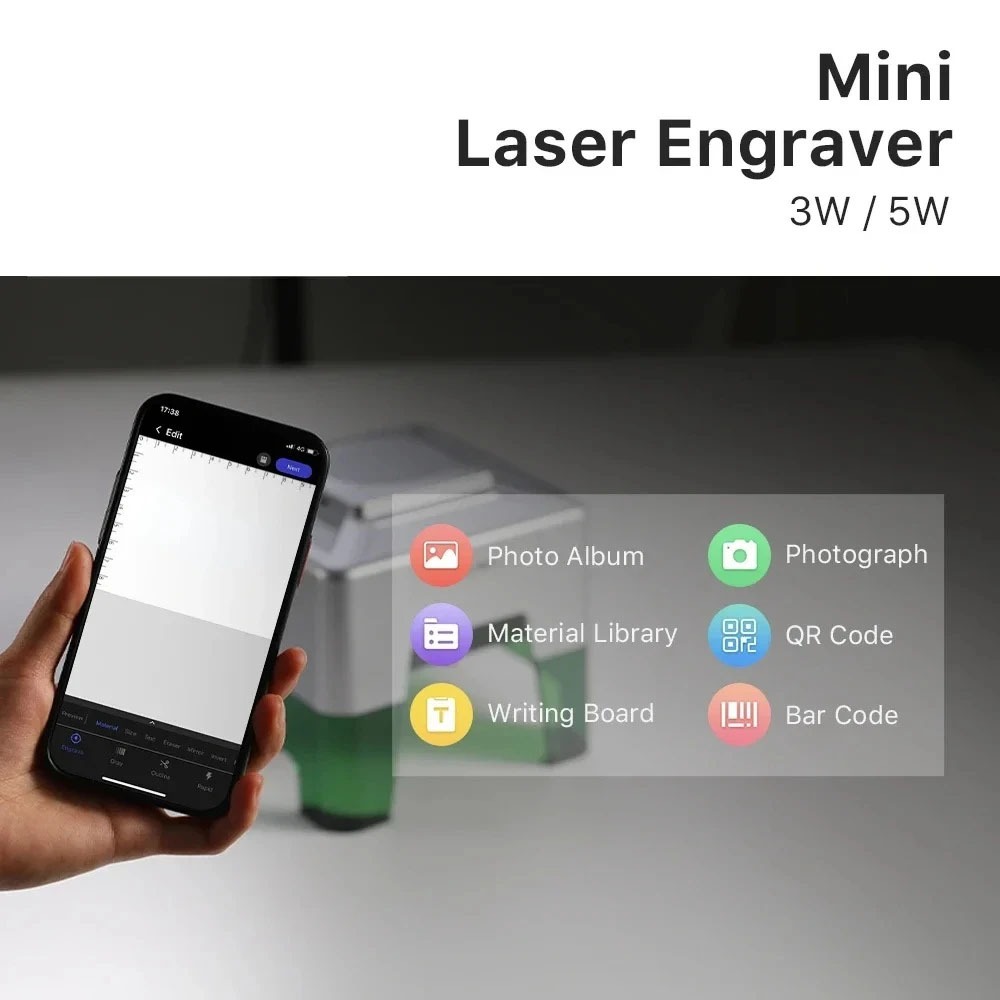 5000mW Mini CNC Laser Engraver - Woodworking Logo review and price