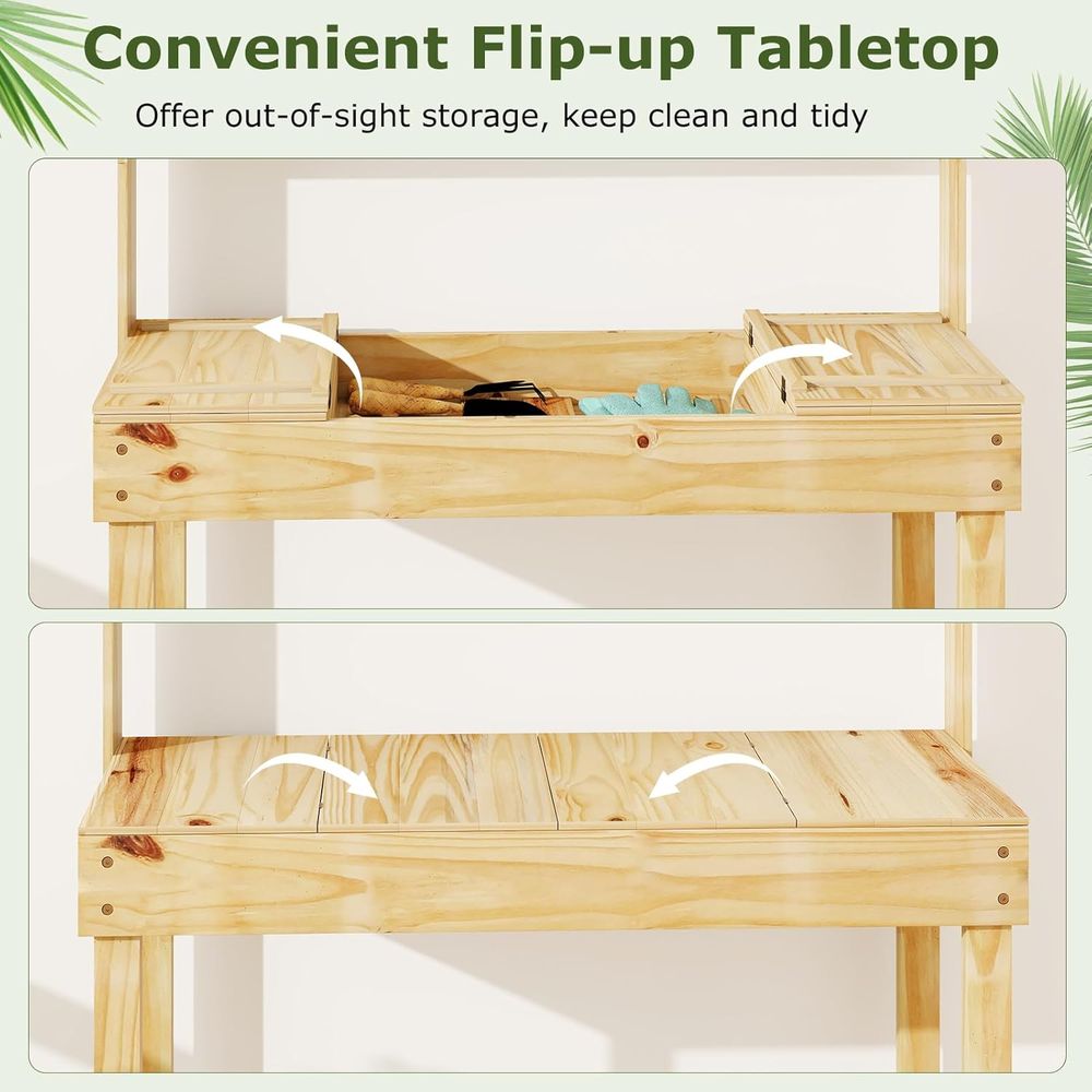 Potting Bench Table, 60” Wood  - Woodworking Bench review and price